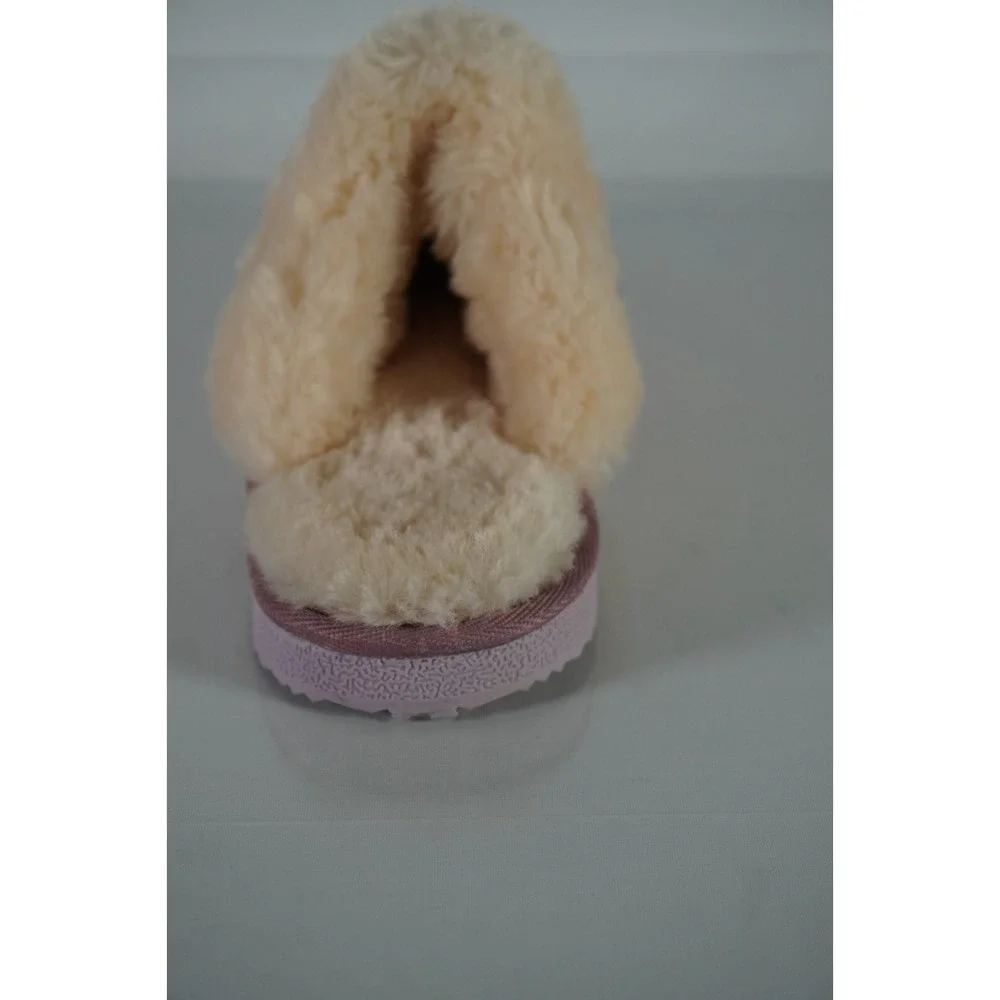 Girls LAMO Cozy Pink Warm‎ Faux Fur Slippers with Pink Soles Size 1Y (M) New